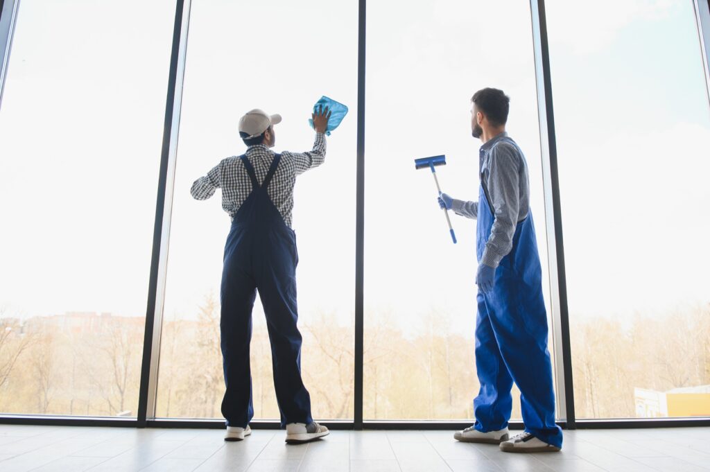 multiethnic-professional-cleaners-uniform-washing-large-windows-office-min